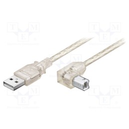 10 pcs : 93575 - Cable, USB 2.0, USB A plug,USB B angled plug, 0.5m, transparent