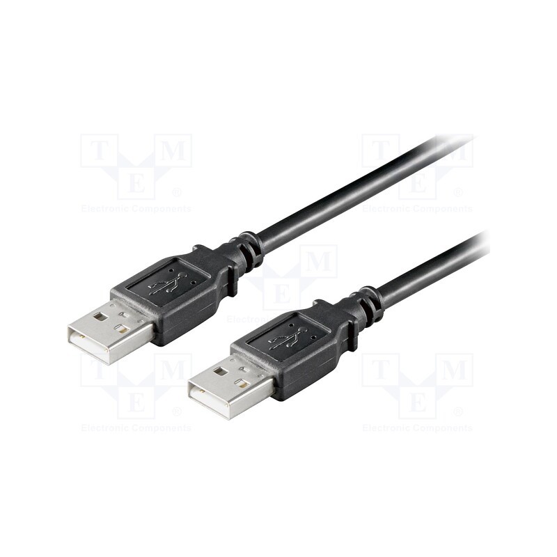 10 pcs : 93593 - Cable, USB 2.0, USB A plug,both sides, 1.8m, black, 480Mbps