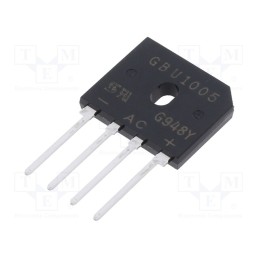 10 pcs : GBU1005 - Bridge rectifier: single-phase, Urmax: 600V, If: 10A, Ifsm: 220A