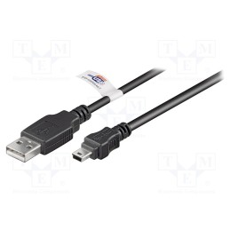 10 pcs : 93902 - Cable, USB 2.0, USB A plug,USB B mini plug, 1.8m, black, Core: Cu