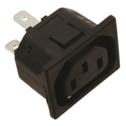 1 pcs - TE Connectivity IEC Connector Snap-In Socket, 2P, Quick Connect Termination, 15A, 120 V ac, 250 V ac