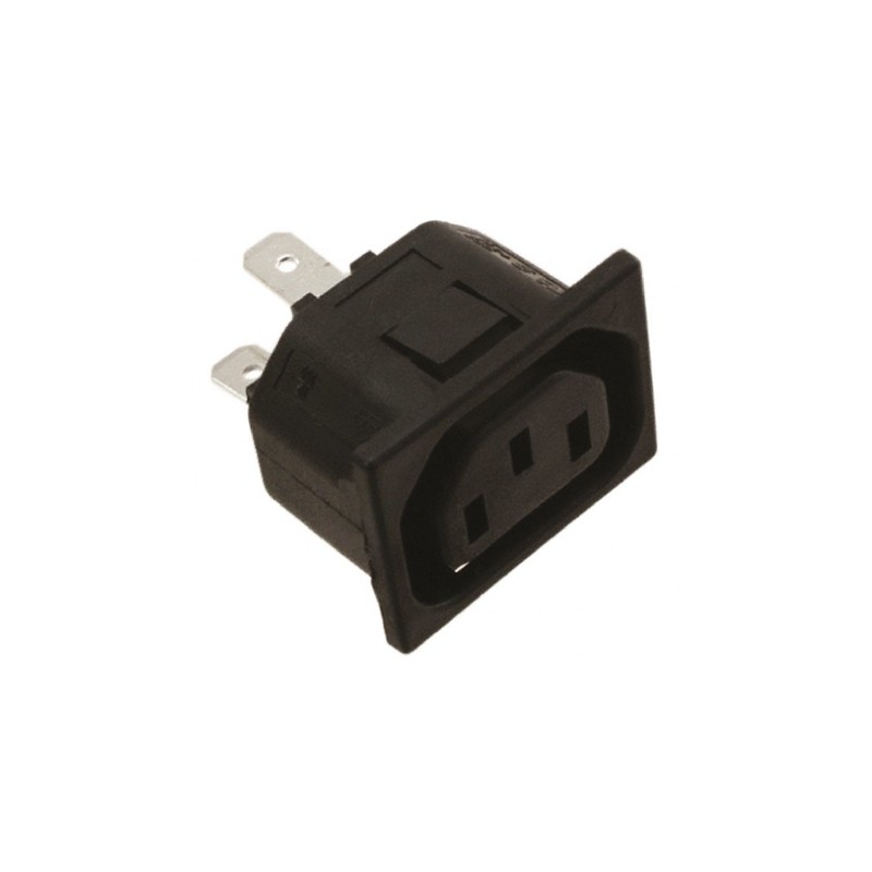 1 pcs - TE Connectivity IEC Connector Snap-In Socket, 2P, Quick Connect Termination, 15A, 120 V ac, 250 V ac