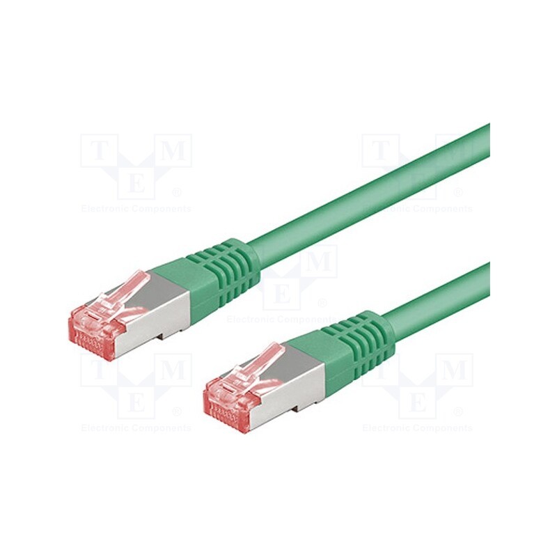 10 pcs : 94140 - Patch cord, S/FTP, 6a, stranded, Cu, LSZH, green, 0.25m, 27AWG