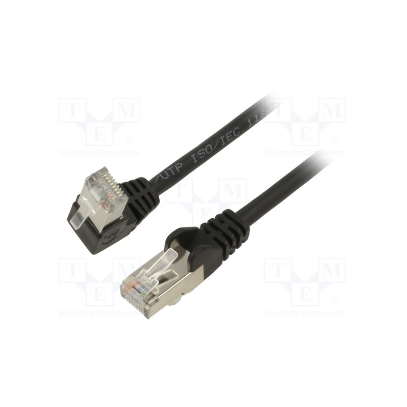 10 pcs : 94187 - Patch cord, F/UTP, 5e, stranded, CCA, PVC, black, 1m, 26AWG, shielded