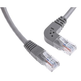 1 pcs - RS PRO Cat5e Straight Male RJ45 to Right Angle Male RJ45 Ethernet Cable, U/UTP, Grey PVC Sheath, 3m