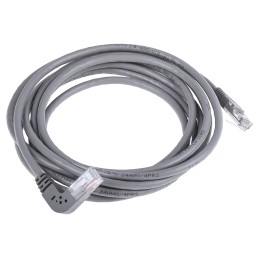 1 pcs - RS PRO Cat5e Straight Male RJ45 to Right Angle Male RJ45 Ethernet Cable, U/UTP, Grey PVC Sheath, 3m