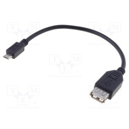 10 pcs : 95194 - Cable, OTG,USB 2.0, USB A socket,USB B micro plug, 0.2m, black