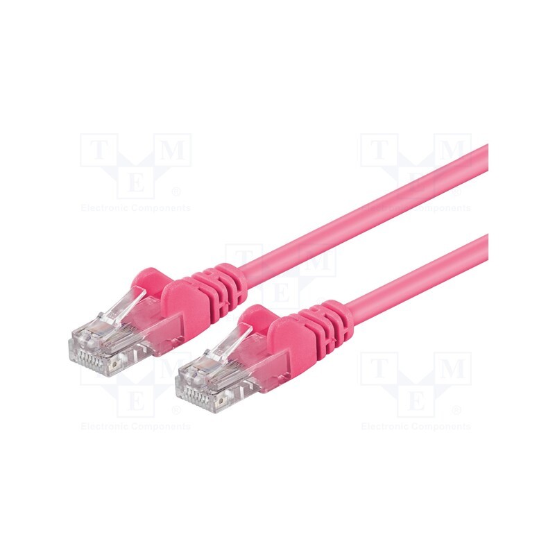 10 pcs : 95200 - Patch cord, U/UTP, 5e, stranded, CCA, PVC, pink, 0.25m, 27AWG