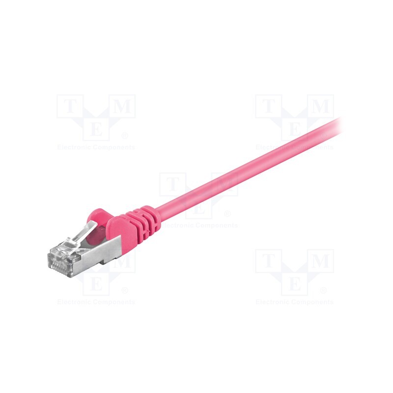 10 pcs : 95208 - Patch cord, SF/UTP, 5e, stranded, CCA, PVC, pink, 0.25m, 26AWG