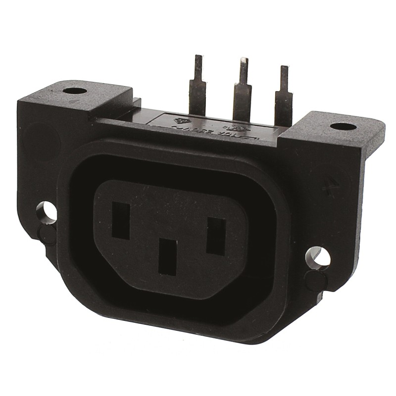 1 pcs - Bulgin C13 Right Angle Panel Mount, PCB Mount IEC Connector Socket, 10A, 250 V