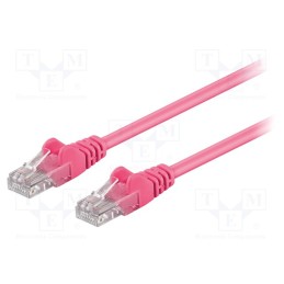 10 pcs : 95214 - Patch cord, U/UTP, 5e, stranded, CCA, PVC, pink, 0.5m, 27AWG