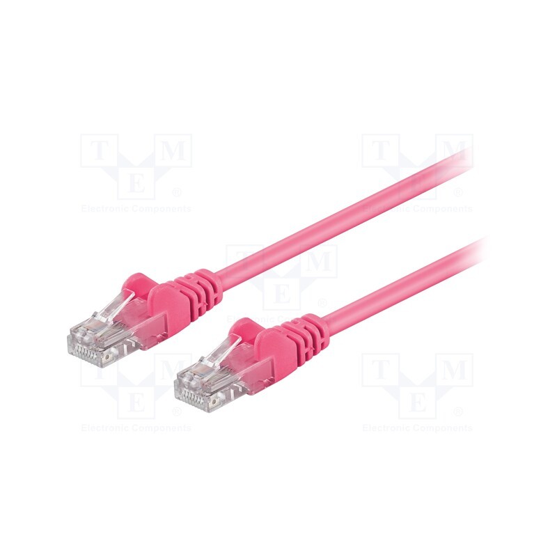 10 pcs : 95214 - Patch cord, U/UTP, 5e, stranded, CCA, PVC, pink, 0.5m, 27AWG
