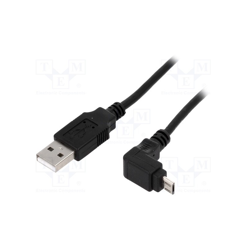 10 pcs : 95343 - Cable, USB 2.0, USB A plug,USB B micro plug (angle), 1.8m, black