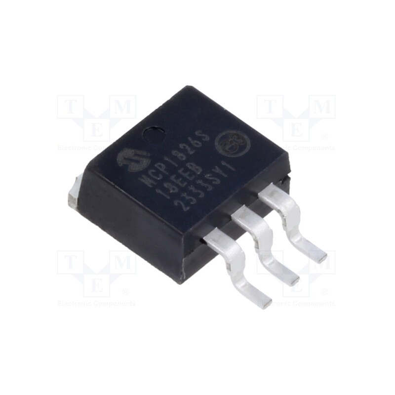 10 pcs : MCP1826S-1802E/EB - IC: voltage regulator, LDO,linear,fixed, 1.8V, 1A, D2PAK-3, SMD