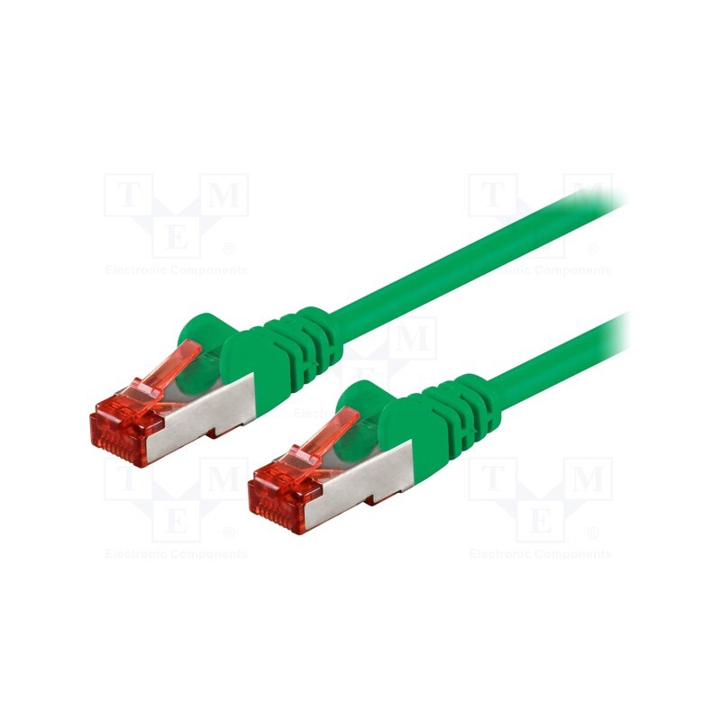 10 pcs : 95464 - Patch cord, S/FTP, 6, stranded, CCA, PVC, green, 0.5m, 27AWG