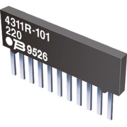 25 pcs - Bourns, 4300R 1kΩ ±2% Isolated Resistor Array, 5 Resistors, 1.25W total, SIP, Through Hole