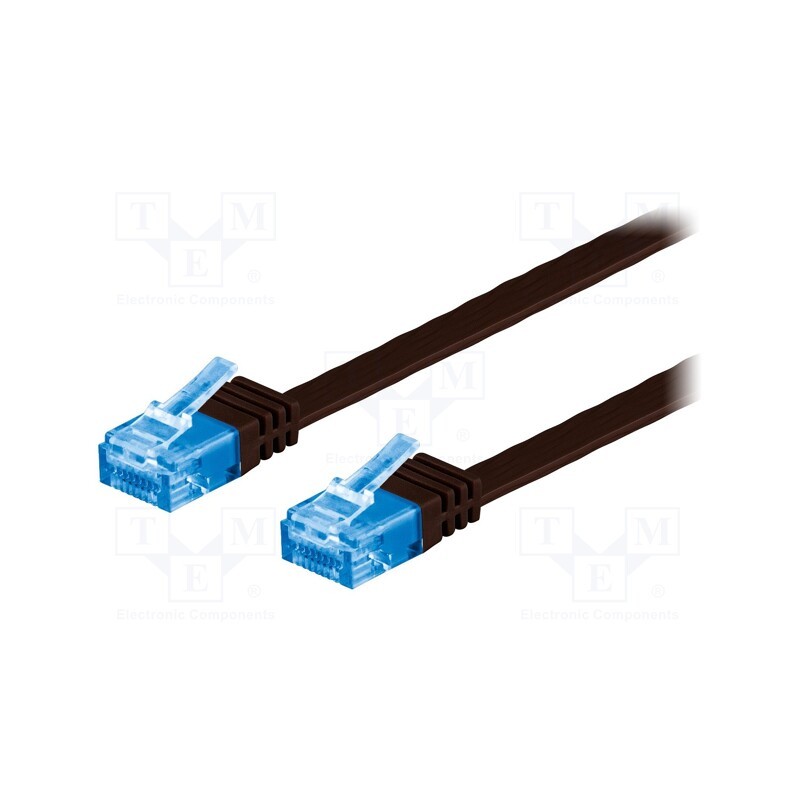 10 pcs : 96326 - Patch cord, U/UTP, 6a, stranded, Cu, PVC, dark brown, 2m, 32AWG