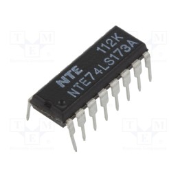 10 pcs : NTE74LS173A - IC: digital, 4bit,D flip-flop,storage register, TTL, THT, DIP16