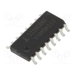 10 pcs : HIN232ACBNZ - IC: interface, transceiver, full duplex,RS232, 120kbps, SO16,