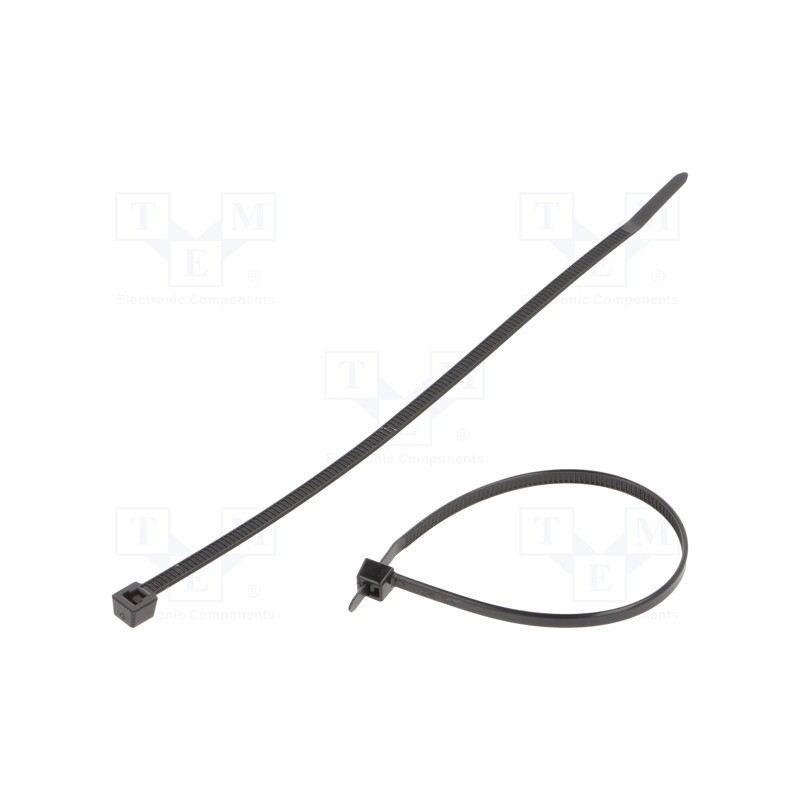 200 pcs : 111-01623 - Cable tie, L: 175mm, W: 4mm, polyamide, 180N, black, Ømax: 40mm, T40R