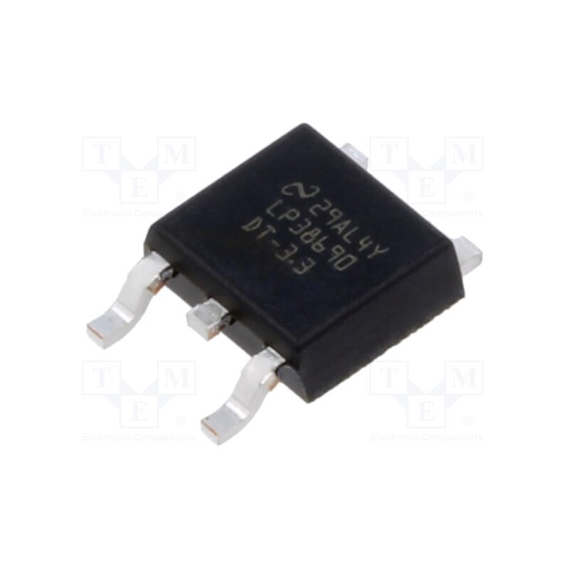 10 pcs : LP38690DT-3.3/NOPB - IC: voltage regulator, LDO,fixed, 3.3V, 1A, TO252, SMD, , ±2.5%