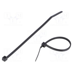 200 pcs : 111-01960 - Cable tie, L: 100mm, W: 2.5mm, polyamide, 80N, black, Ømax: 22mm, T