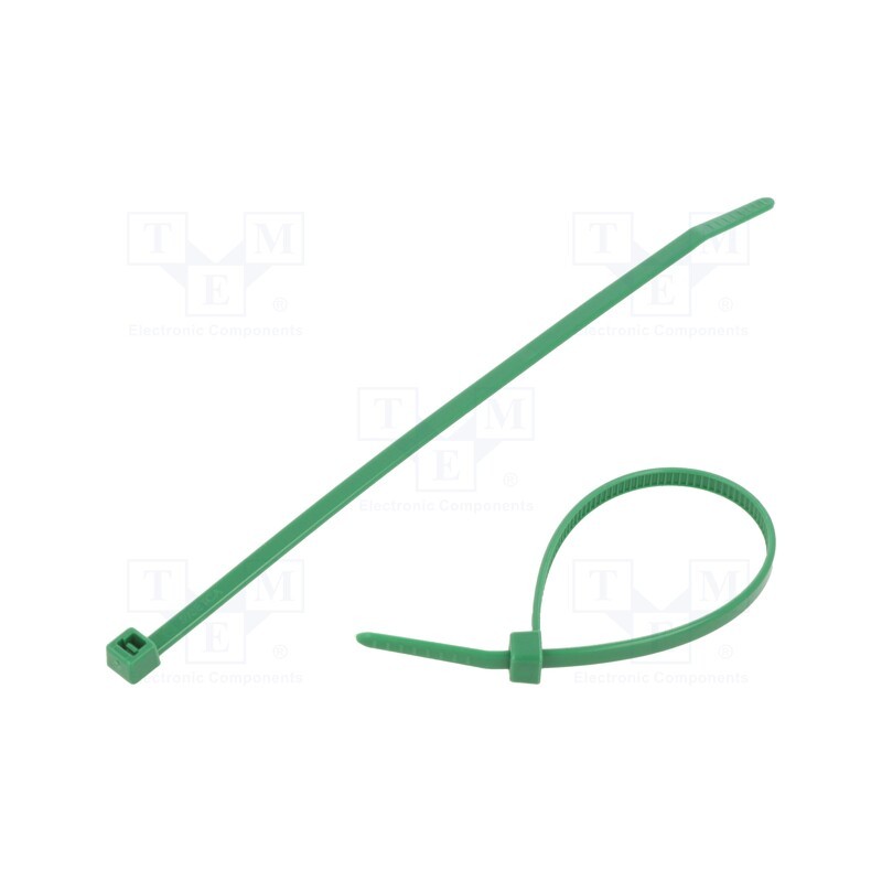 200 pcs : 111-03014 - Cable tie, L: 150mm, W: 3.5mm, polyamide, 135N, green, Ømax: 35mm