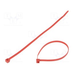 200 pcs : 111-04804 - Cable tie, L: 200mm, W: 4.6mm, polyamide, 225N, red, Ømax: 50mm, T50R