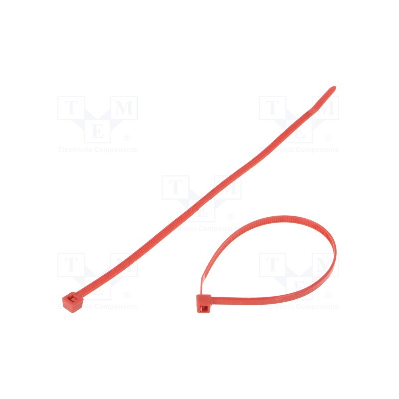 200 pcs : 111-04804 - Cable tie, L: 200mm, W: 4.6mm, polyamide, 225N, red, Ømax: 50mm, T50R