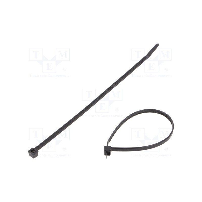200 pcs : 111-05000 - Cable tie, L: 200mm, W: 4.6mm, polyamide, 225N, black, Ømax: 50mm