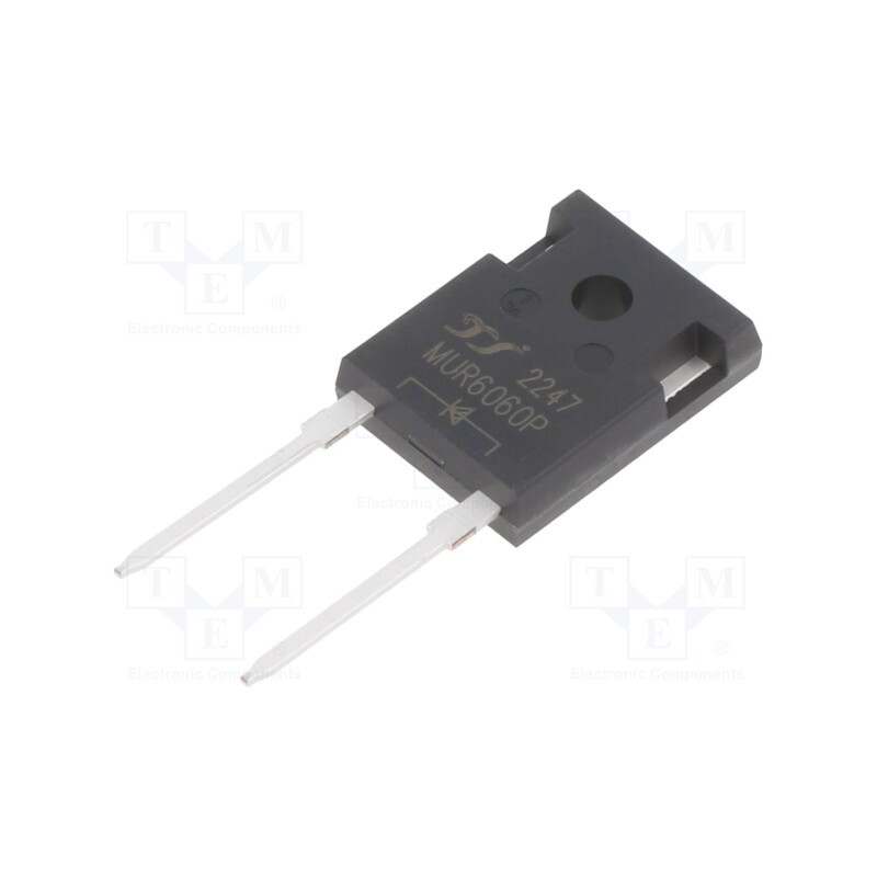 10 pcs : MUR6060P - Diode: rectifying, THT, 600V, 60A, , Ifsm: 350A, TO247AD, 75ns