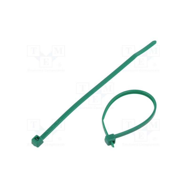200 pcs : 116-01815 - Cable tie, L: 100mm, W: 2.45mm, polyamide, 80N, green, Ømax: 22mm