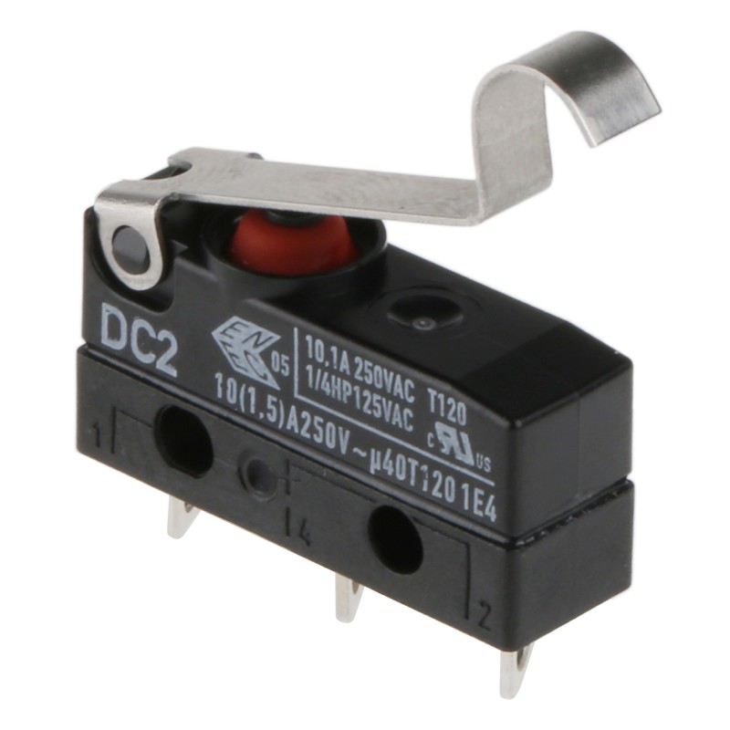 1 pcs - ZF Simulated Roller Lever Micro Switch, Solder Terminal, 10.1 A @ 250 V ac, SPDT, IP6K7