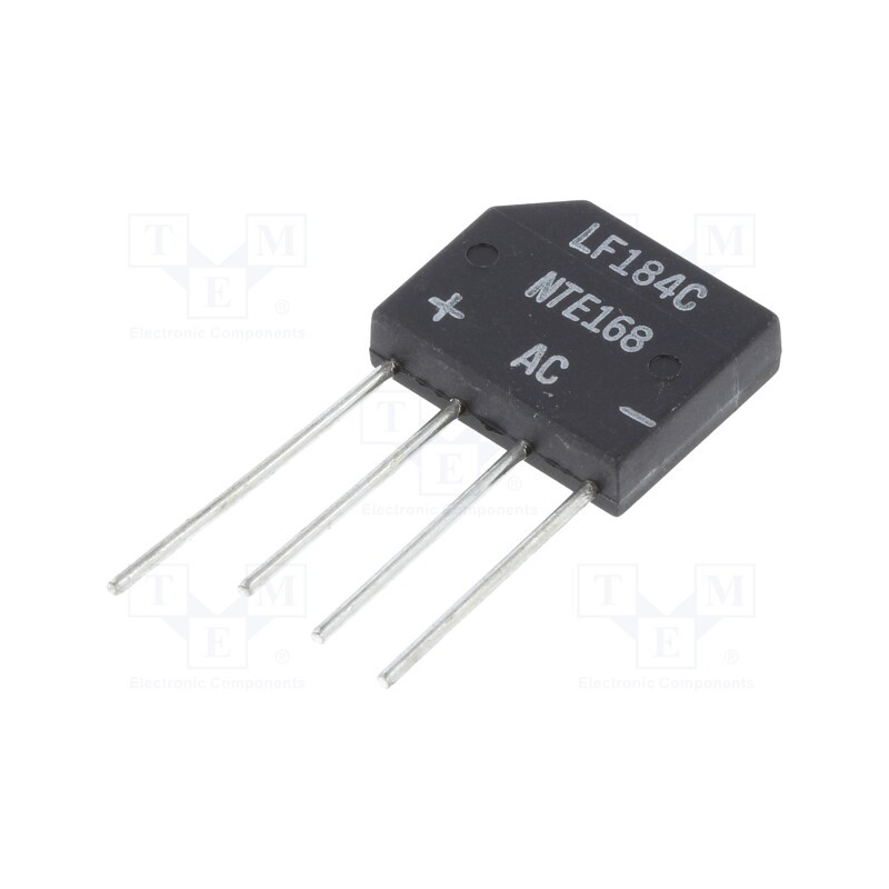 10 pcs : NTE168 - Bridge rectifier: single-phase, Urmax: 400V, If: 2A, Ifsm: 60A, flat