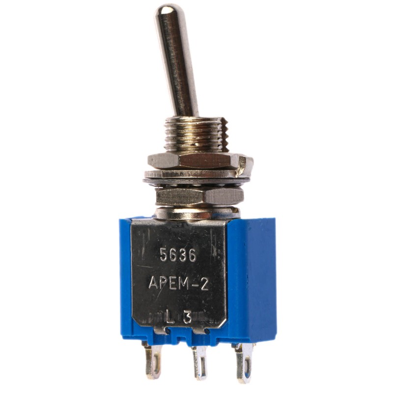 1 pcs - APEM Toggle Switch, Panel Mount, On-On, SPST, Solder Terminal