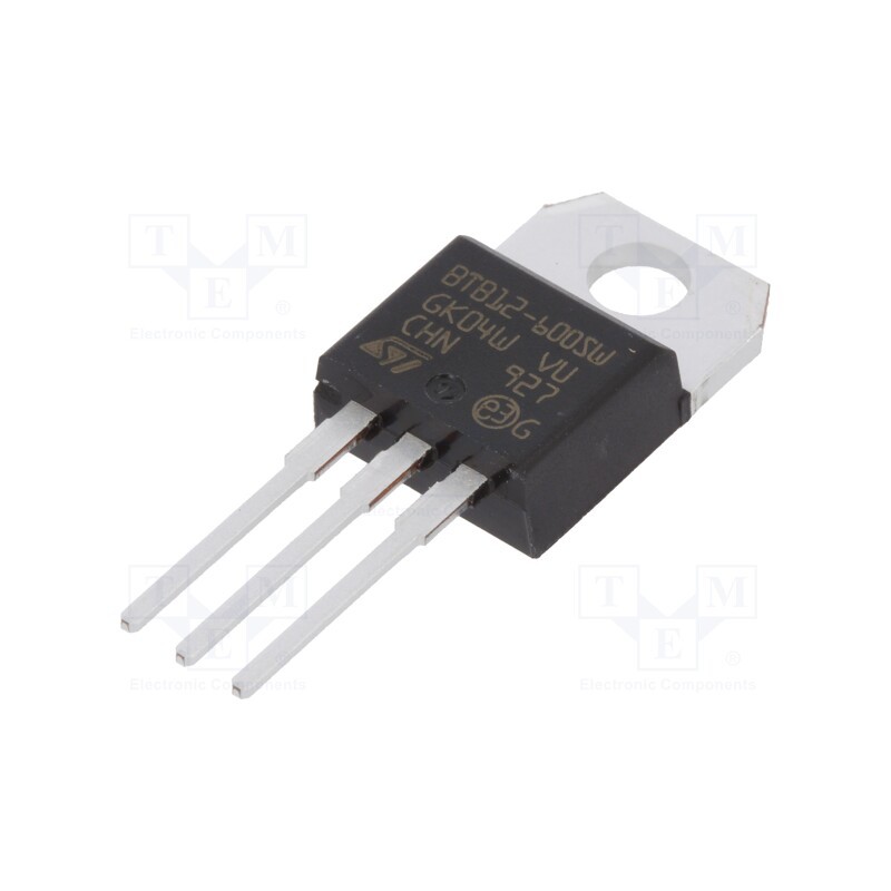 10 pcs : BTB12-600SWRG - Triac, 600V, 12A, TO220AB, Igt: 10mA, logic level