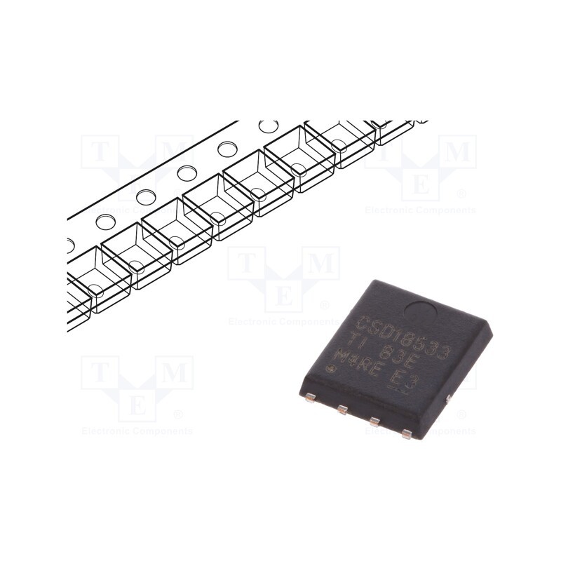 10 pcs : CSD19533Q5AT - Transistor: N-MOSFET, unipolar, 100V, 100A, 96W, VSONP8, 5x6mm