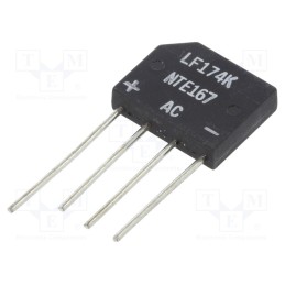 10 pcs : NTE167 - Bridge rectifier: single-phase, Urmax: 200V, If: 2A, Ifsm: 60A, flat