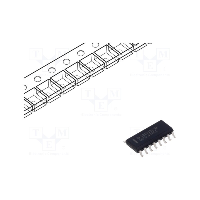 10 pcs : AM26LV32EIDR - IC: interface, line receiver, half duplex,RS422, 32000kbps