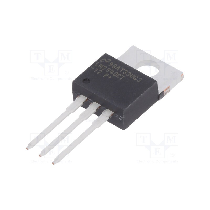 10 pcs : LM2940CT-12/NOPB - IC: voltage regulator, LDO,fixed, 12V, 1A, TO220-3, THT, , Ch: 1