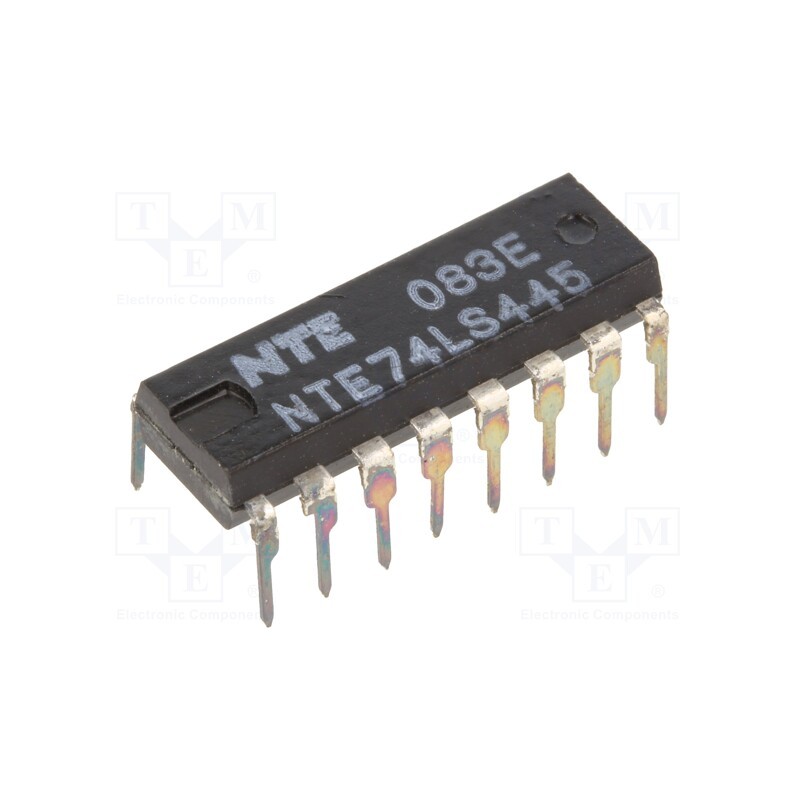 10 pcs : NTE74LS445 - IC: digital, BCD to decimal,decoder,driver, TTL, THT, DIP16
