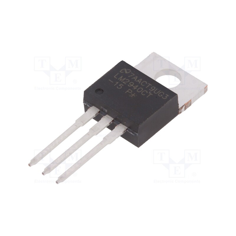 10 pcs : LM2940CT-15/NOPB - IC: voltage regulator, LDO,fixed, 15V, 1A, TO220-3, THT, , Ch: 1
