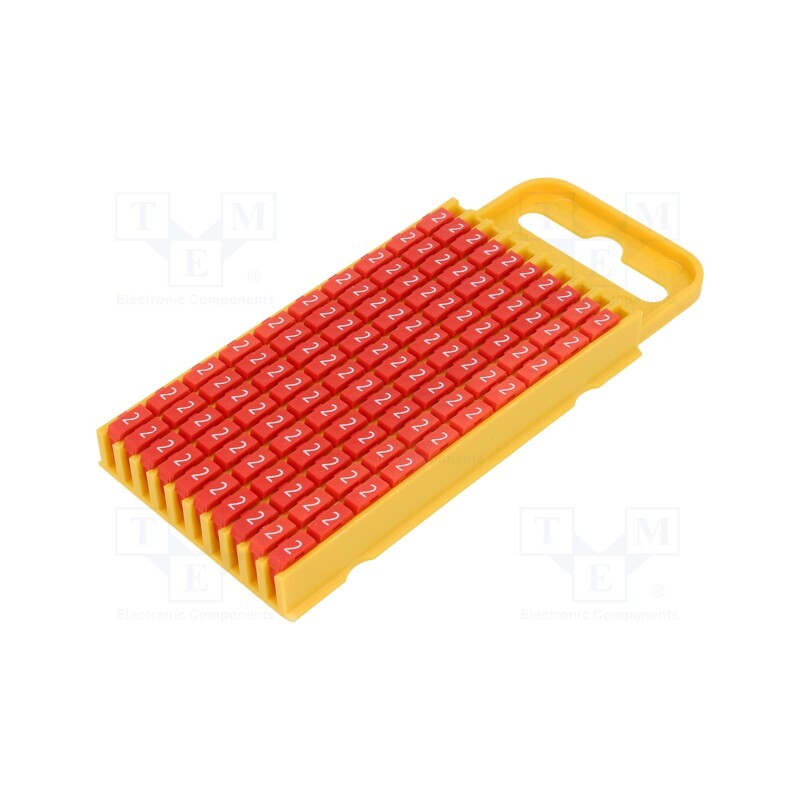 200 pcs : 561-03622 - Markers, Marking: 2, 4.3÷5.3mm, polyamide, red, -40÷85°C, push-in