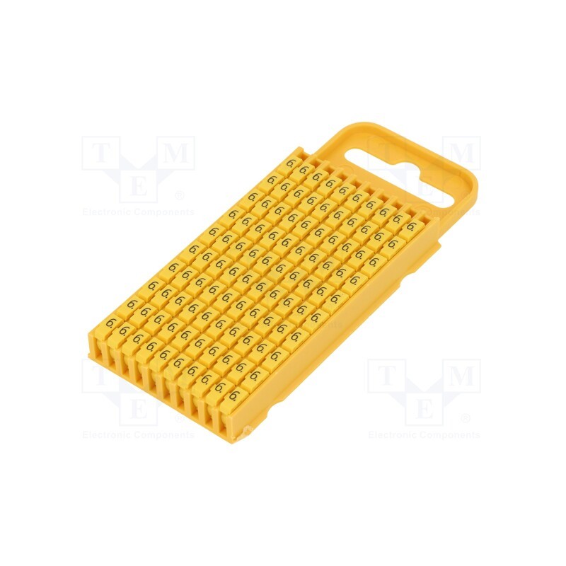 200 pcs : 561-03664 - Markers, Marking: 6, 4.3÷5.3mm, polyamide, yellow, -40÷85°C, WIC