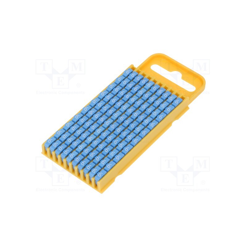 200 pcs : 561-03666 - Markers, Marking: 6, 4.3÷5.3mm, polyamide, blue, -40÷85°C, push-in