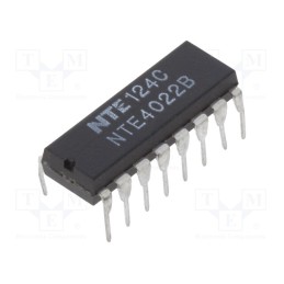 10 pcs : NTE4022B - IC: digital, divider,counter,octal counter, CMOS, THT, DIP16