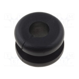 50 pcs : 633-02020 - Grommet, Ømount.hole: 6.4mm, Øhole: 4mm, PVC, black, -30÷60°C