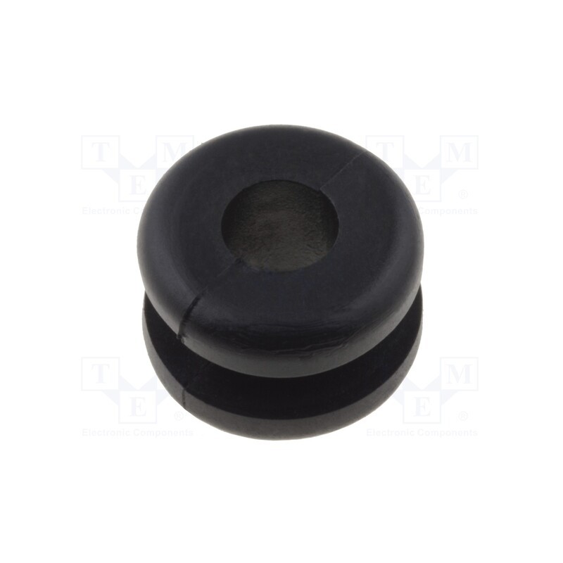 50 pcs : 633-02020 - Grommet, Ømount.hole: 6.4mm, Øhole: 4mm, PVC, black, -30÷60°C
