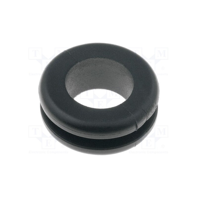 50 pcs : 633-02030 - Grommet, Ømount.hole: 12mm, Øhole: 10mm, PVC, black, -30÷60°C