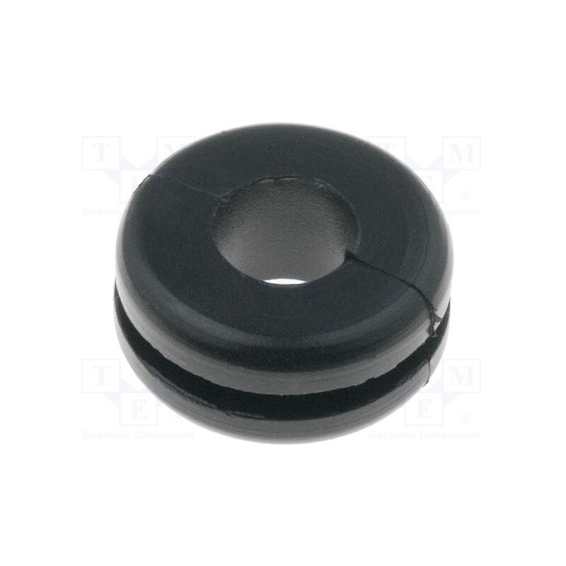 50 pcs : 633-02070 - Grommet, Ømount.hole: 10mm, Øhole: 6mm, PVC, black, -30÷60°C